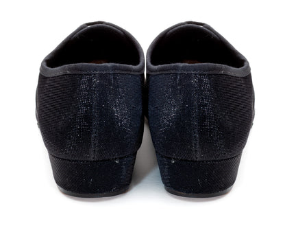 Black Glitter Low Heel Suede Sole Lace Up Practice Stage Ballroom Shoes