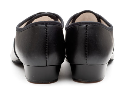 Black PU Low Heel Suede Sole Lace Up Practice Stage Ballroom Shoes