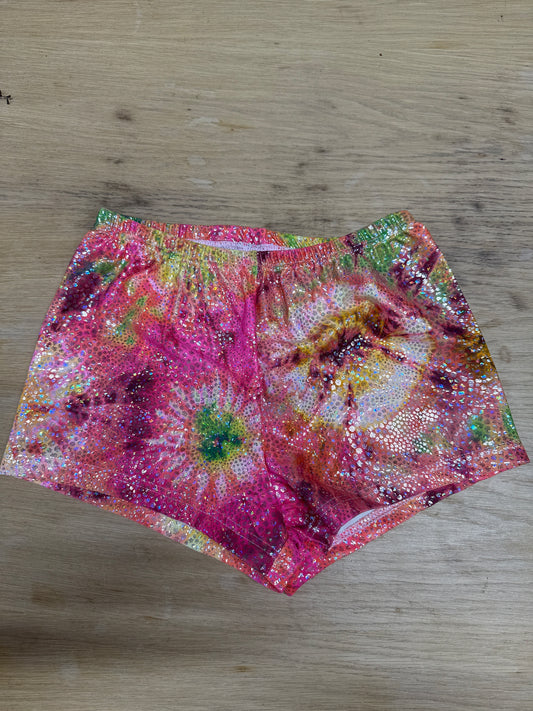 Pink hologram Dance gymnastics hot pants shorts age 11 Katz 3a Ref 23