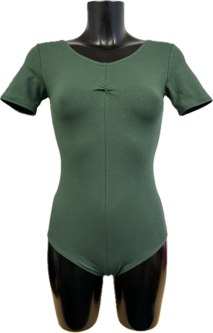 KDC040 Women's Made to Order All Colours Cotton Short Sleeve Ruched Front Ballet Dance Leotard