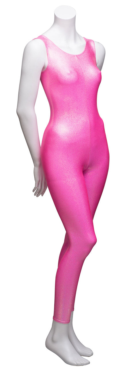 KDC016 All Colours SPARKLY HOLOGRAM Women's Girls Lycra Sleeveless Footless Dance Catsuit Unitard