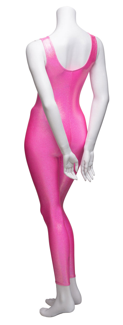 KDC016 All Colours SPARKLY HOLOGRAM Women's Girls Lycra Sleeveless Footless Dance Catsuit Unitard