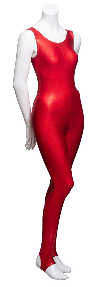 KDC011 All Colours SPARKLY HOLOGRAM Women's Girls Lycra Sleeveless Stirrup Dance Catsuit Unitard