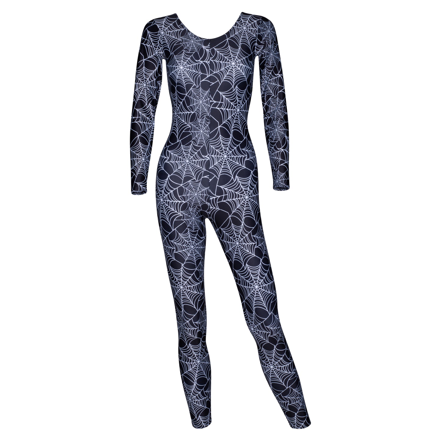 KDC017 All Sizes Halloween Black Spider Web Print Long Sleeve Catsuit Outfit K-09