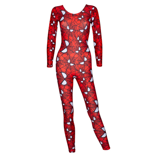 KDC017 All Sizes Halloween Red Spider Face Man Print Long Sleeve Catsuit Outfit K-08