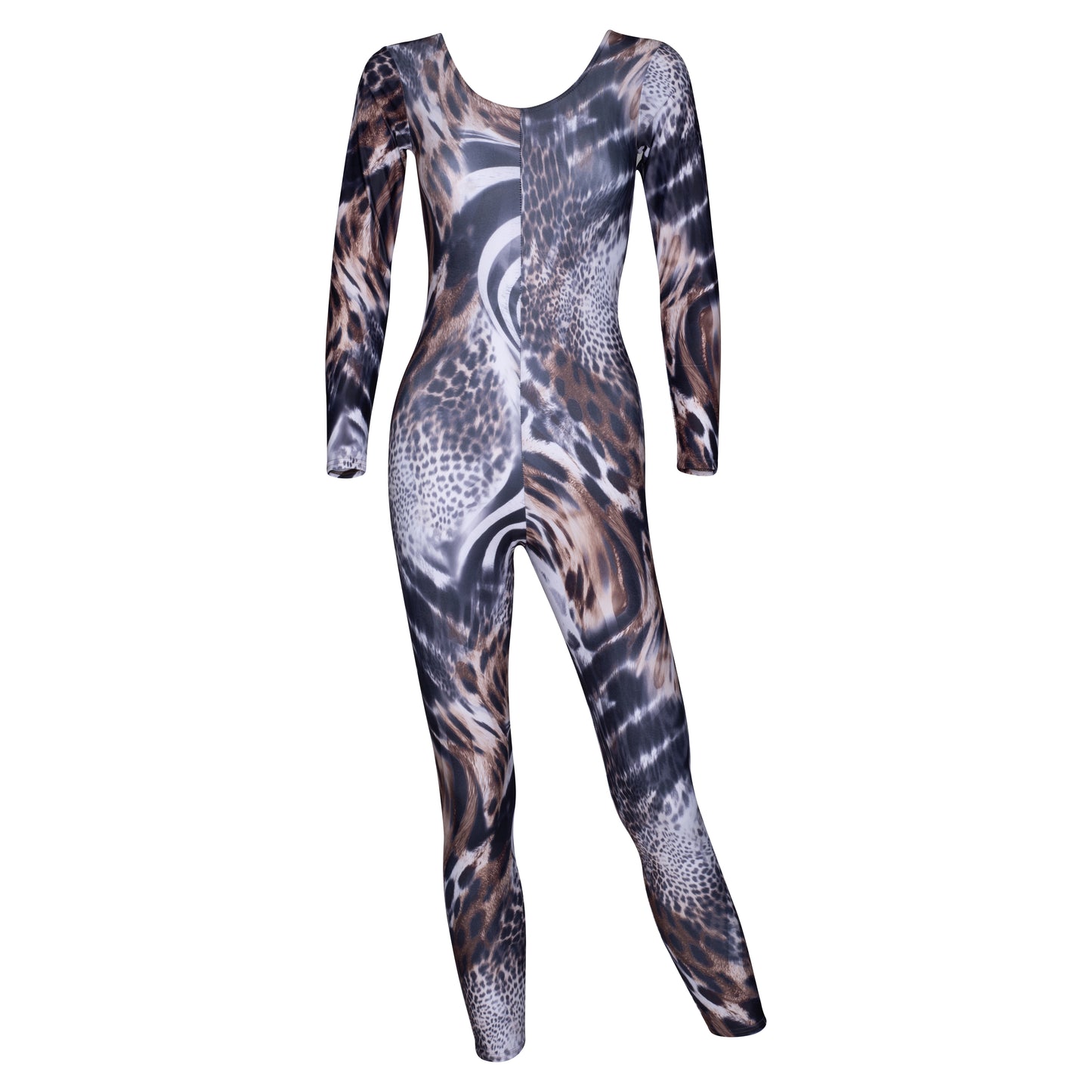 KDC012 All Colours ANIMAL PRINT Women's Girls Lycra Long Sleeve Stirrup Catsuit Unitard