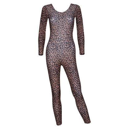 KDC012 All Colours ANIMAL PRINT Women's Girls Lycra Long Sleeve Stirrup Catsuit Unitard