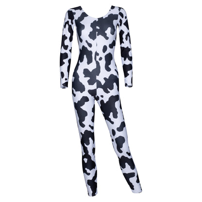 KDC012 All Colours ANIMAL PRINT Women's Girls Lycra Long Sleeve Stirrup Catsuit Unitard