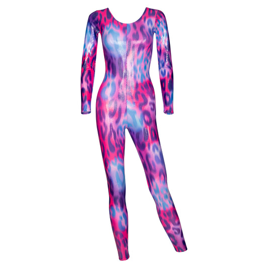 KDC017 Women's Girl's Variety Of Festival Multi Coloured Print Long Sleeve Catsuit
