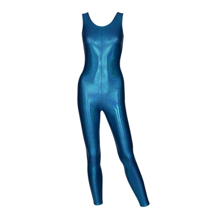 KDC016 All Colours SPARKLY HOLOGRAM Women's Girls Lycra Sleeveless Footless Dance Catsuit Unitard