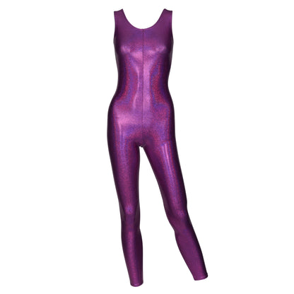 KDC016 All Colours SPARKLY HOLOGRAM Women's Girls Lycra Sleeveless Footless Dance Catsuit Unitard