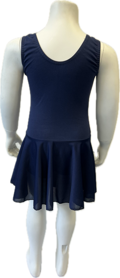 KDC041 Girls/Ladies Cotton Body Sleeveless Dress With Crepe Skirt Attached
