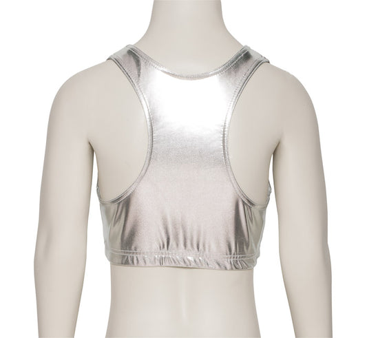 KCTM-5 Girls Shiny METALLIC Racer Back Dance Gym Crop Top