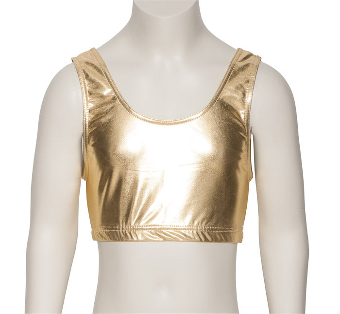 KCTM-6 Girls Shiny METALLIC Tank Back Dance Gym Crop Top
