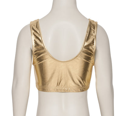 KCTM-6 Girls Shiny METALLIC Tank Back Dance Gym Crop Top