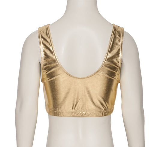 KCTM-6 Girls Shiny METALLIC Tank Back Dance Gym Crop Top