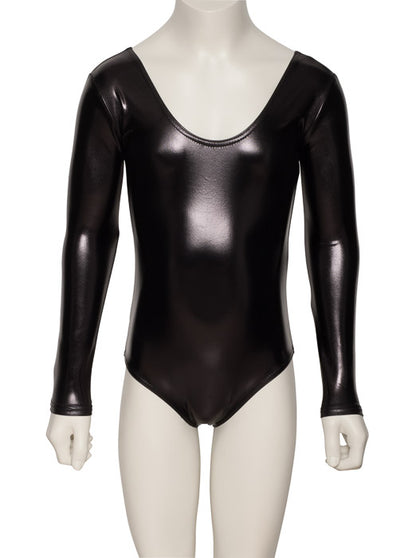 KDC029 Girls Shiny METALLIC All Colours Long Sleeve Leotard