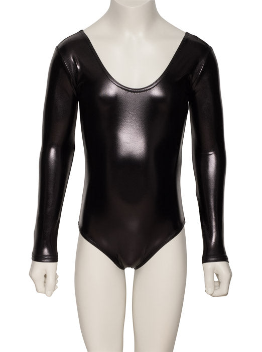 KDC029 Girls Shiny METALLIC All Colours Long Sleeve Leotard