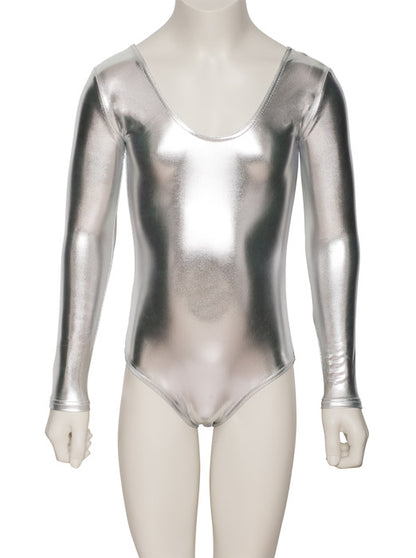 KDC029 Girls Shiny METALLIC All Colours Long Sleeve Leotard