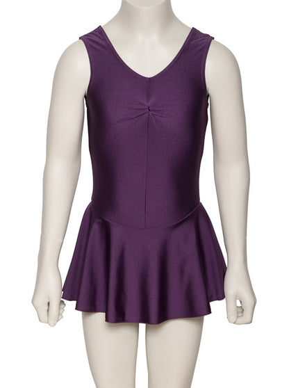 KDR005 Girls All Colours Nylon Lycra Sleeveless Ruched Leotard & Attached Skirt
