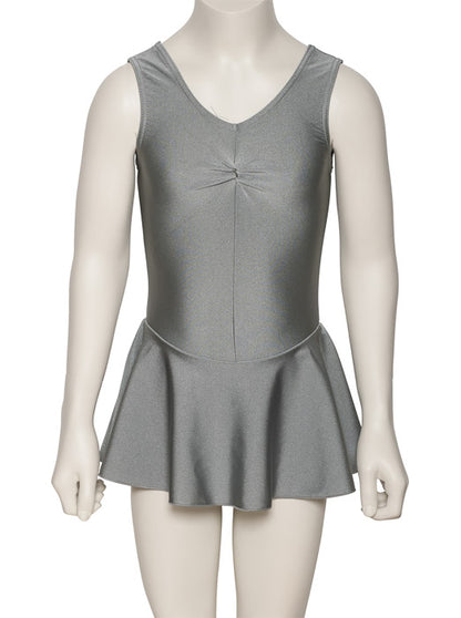 KDR005 Girls All Colours Nylon Lycra Sleeveless Ruched Leotard & Attached Skirt