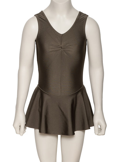 KDR005 Girls All Colours Nylon Lycra Sleeveless Ruched Leotard & Attached Skirt