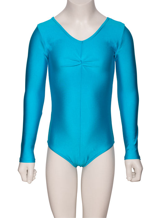 KDC009 Girls All Colours Nylon Lycra Long Sleeve Ruched Dance Gymnastics Leotard