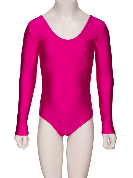KDC029 Girls All Colours Nylon Lycra Long Sleeve Plain Dance Gymnastics Leotard