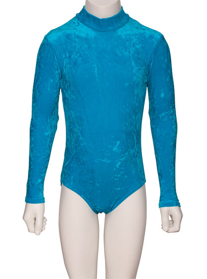 KDGV018 Girls All Colours Velour Crushed Velvet HIGH NECK Long Sleeve Dance Leotard