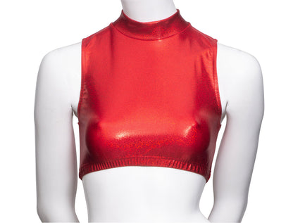 KCTH-7 All Colours and Sizes Sparkly Hologram High Neck Dance Fitness Gym Crop Top