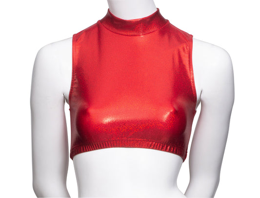 KCTH-7 All Colours and Sizes Sparkly Hologram High Neck Dance Fitness Gym Crop Top
