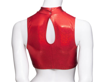 KCTH-7 All Colours and Sizes Sparkly Hologram High Neck Dance Fitness Gym Crop Top