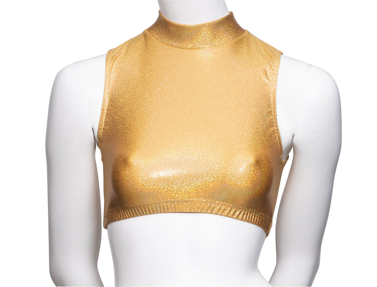 KCTH-7 All Colours and Sizes Sparkly Hologram High Neck Dance Fitness Gym Crop Top