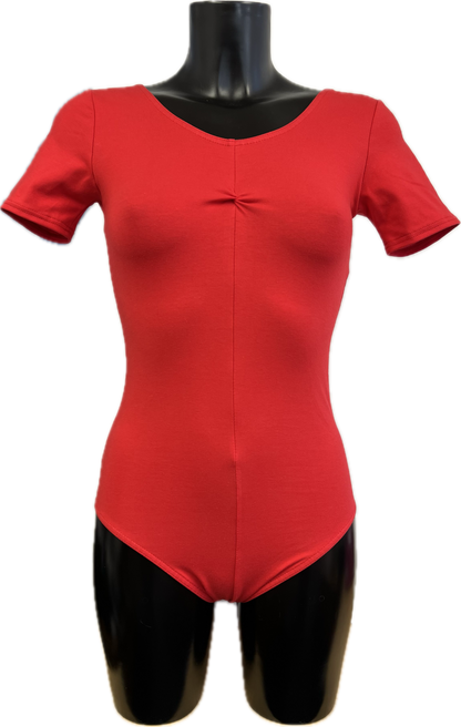 KDC040 Women's Made to Order All Colours Cotton Short Sleeve Ruched Front Ballet Dance Leotard