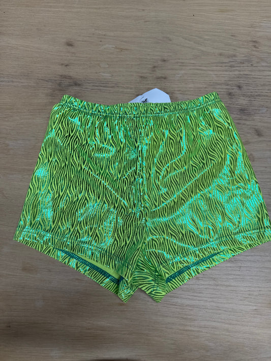 Green hologram Dance gymnastics hot pants shorts age 11 Katz 3a Ref 24