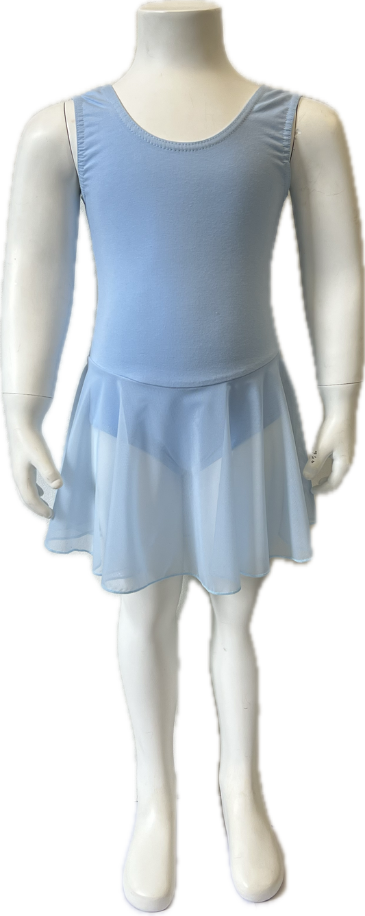 KDC035 Girls Cotton Body Sleeveless Dress With Net Skirt