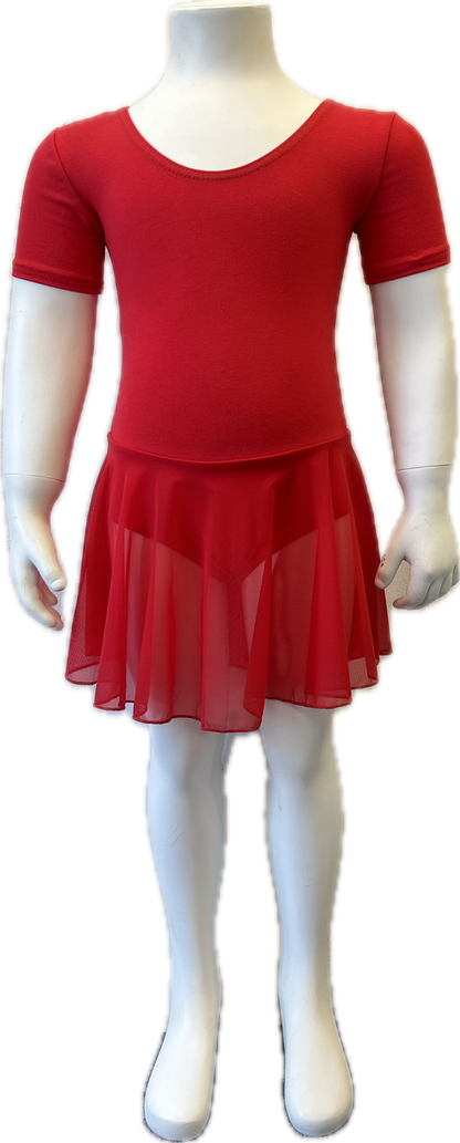 KDC034 Girls Cotton Body Short Sleeve Dress With Net Skirt