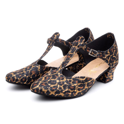 Black Panther Greek Dance Sandals Teaching Shoes Cuban Heel
