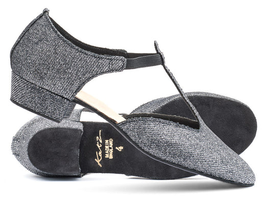 Graphite Glitter Greek Dance Sandals Teaching Shoes Low Heel