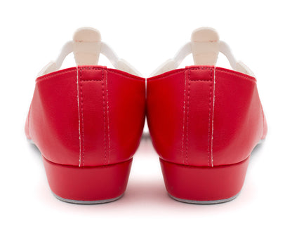 Red PU Greek Dance Sandals Teaching Shoes Low Heel