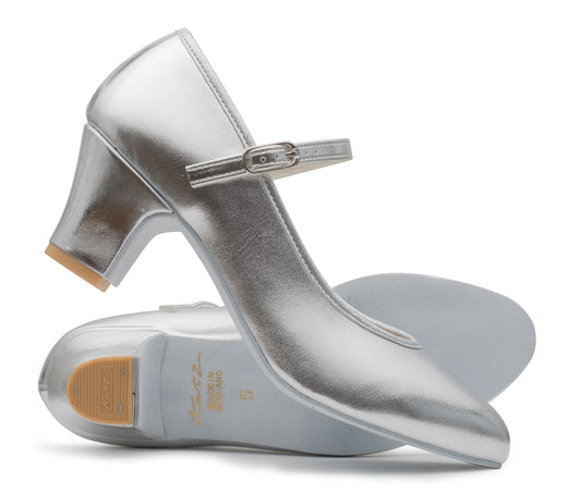 Silver Metallic PU Suede Sole Showtime Stage Dance Shoes 2 Inch Heel