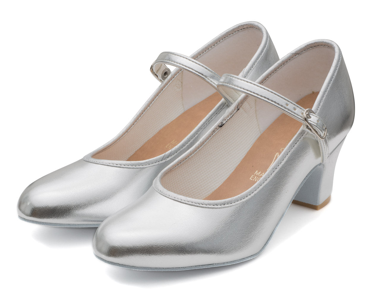 Silver Metallic PU Suede Sole Showtime Stage Dance Shoes 2 Inch Heel