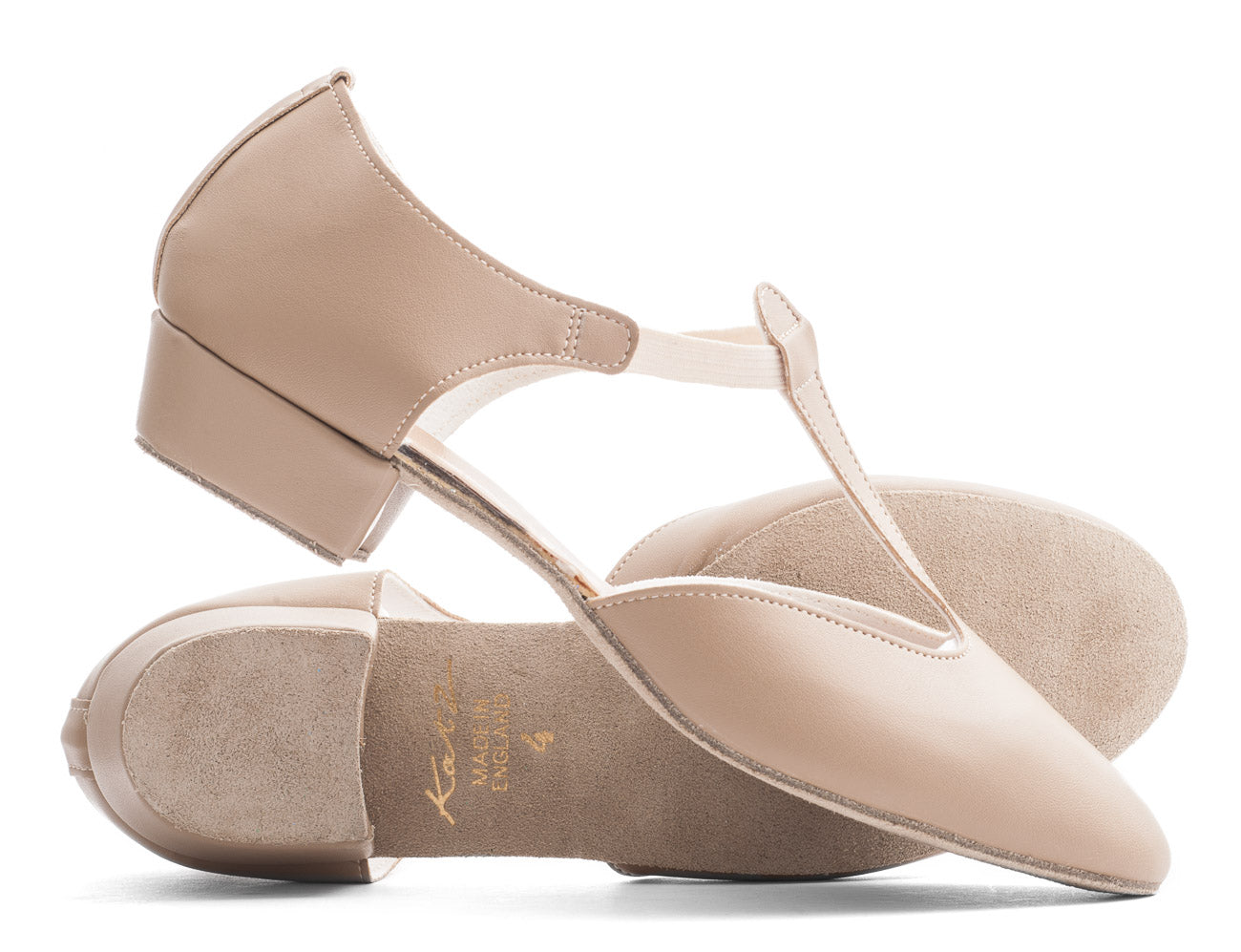 Tan PU Greek Dance Sandals Teaching Shoes Low Heel