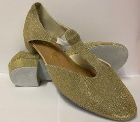Gold Silver Lurex Glitter Greek Dance Sandals Teaching Shoes Low Heel