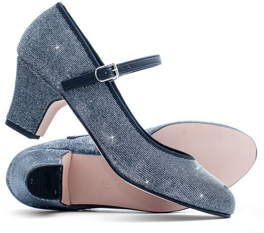 Graphite Glitter Resin Sole Showtime Stage Dance Shoes 2 Inch Heel