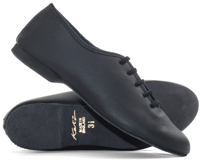 Black Leather Full Rubber Or Suede Sole Jazz Shoes