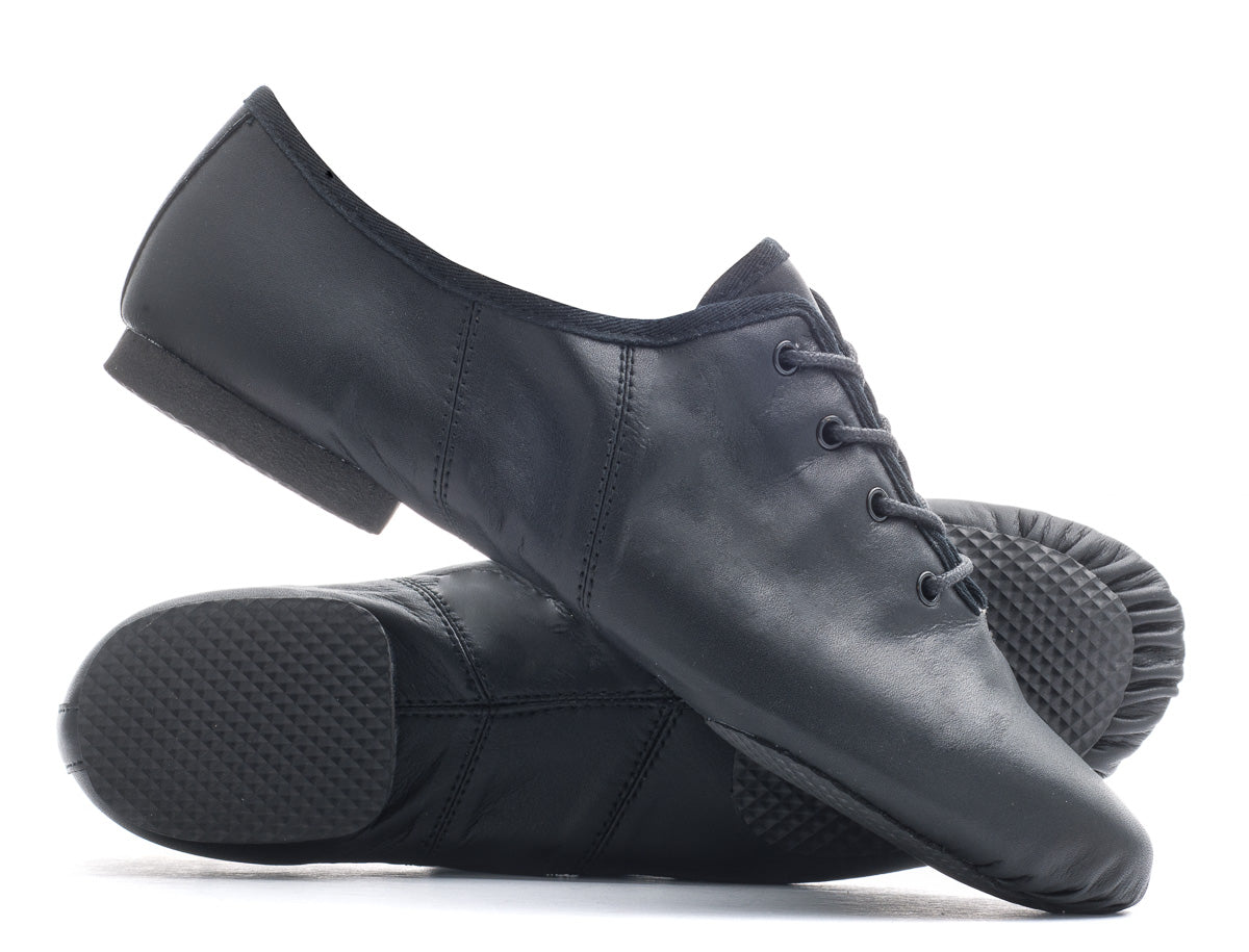 Black PU Lace Up Rubber Or Suede Split Sole Jazz Dance Practice Shoes