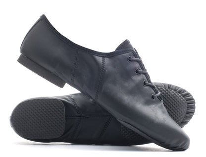 Black PU Lace Up Rubber Or Suede Split Sole Jazz Dance Practice Shoes
