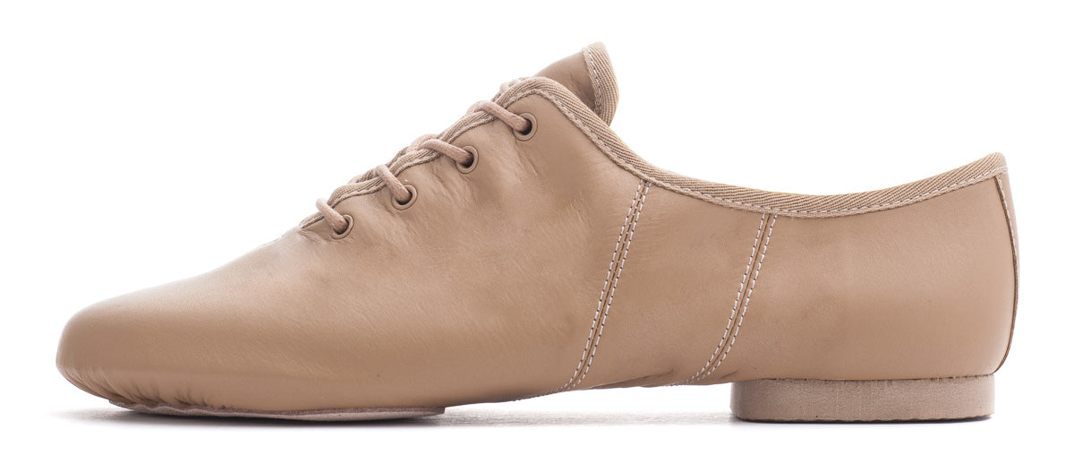 Tan PU Lace Up Rubber Or Suede Split Sole Jazz Dance Practice Shoes