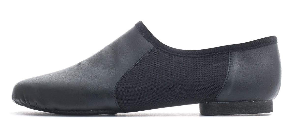 Black PU Pull On Rubber Or Suede Split Sole Jazz Dance Practice Shoes